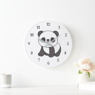Süße Tier Panda Bear Große Wanduhr
