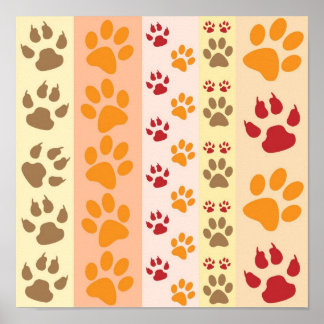 Süße Tier Paw Druckmuster in natürlichen Farben Poster