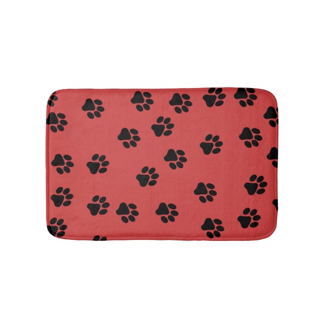 Süße Tier Paw Print Pattern Schwarz Badematte (Vorderseite)