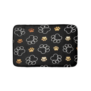 Süße Tier Paw Print Pattern Schwarzes Gold Badematte