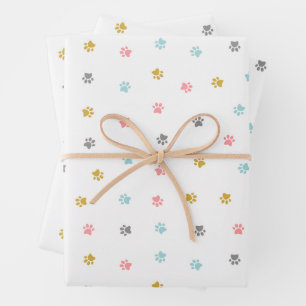 Süße Tier Pfoten Geschenkpapier Set