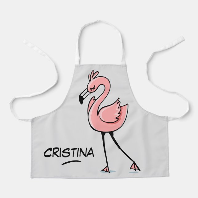 Süße Tier Rosa Flamingo personalisierte Namen Kind Schürze (Vorderseite)