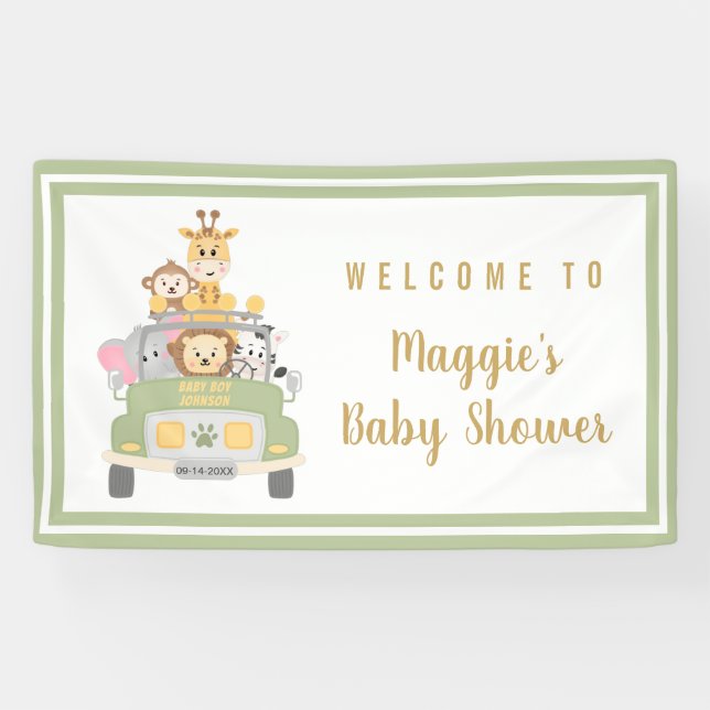 Süße Tier Safari Baby Dusche Willkommen Banner (Horizontal)