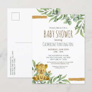 Süße Tier Safari Jungle Lion Baby Dusche Invita Postkarte