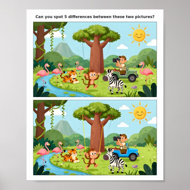 Süße Tier-Suchbildposter für Kinder Poster (Vorne)
