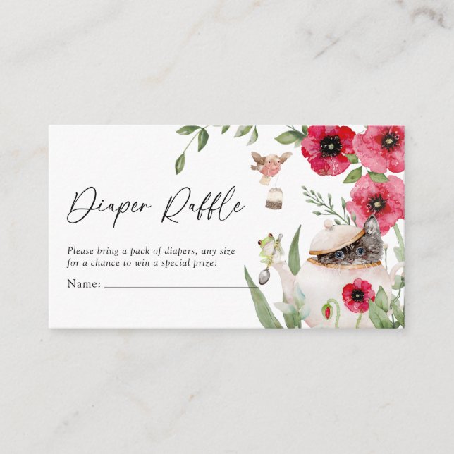 Süße Tier Tee-Party Kinderdusche Windelwanne Begleitkarte (Vorderseite)