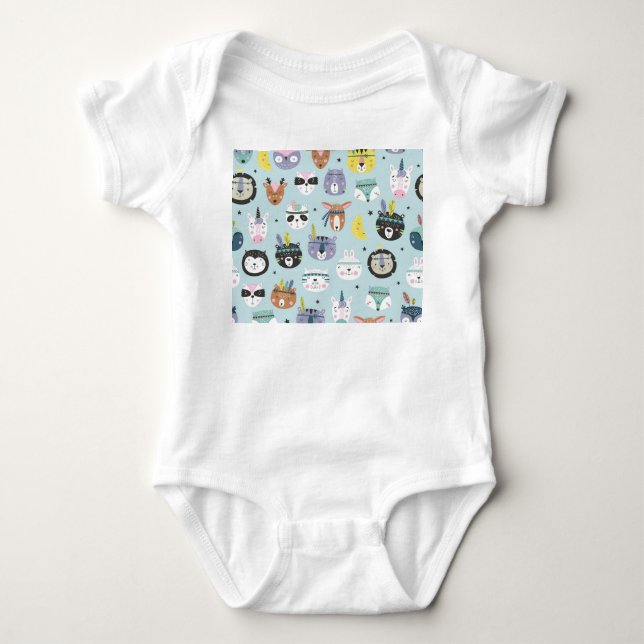 Süße Tier Tribal: Boho Pattern Baby Strampler (Vorderseite)