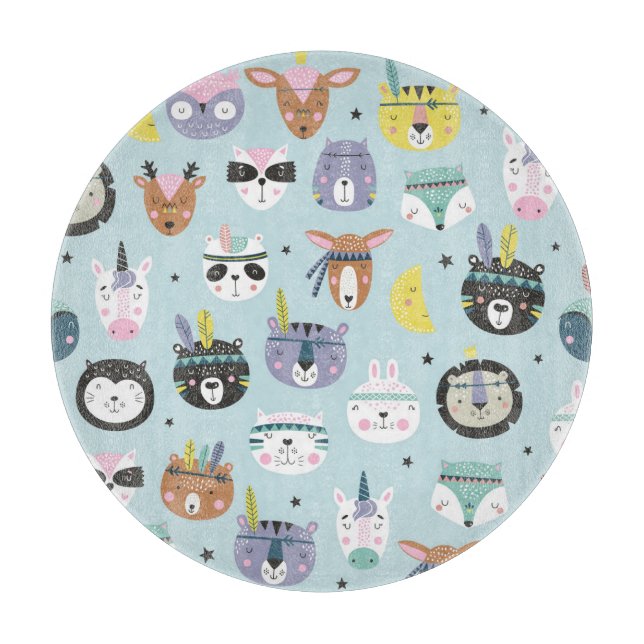 Süße Tier Tribal: Boho Pattern Schneidebrett (Vorderseite)