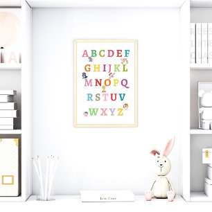 Süße Tiere Alphabet Baby Kinderzimmer Poster