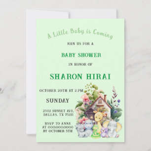 Süße Tiere Baby Shower Einladung   Mint