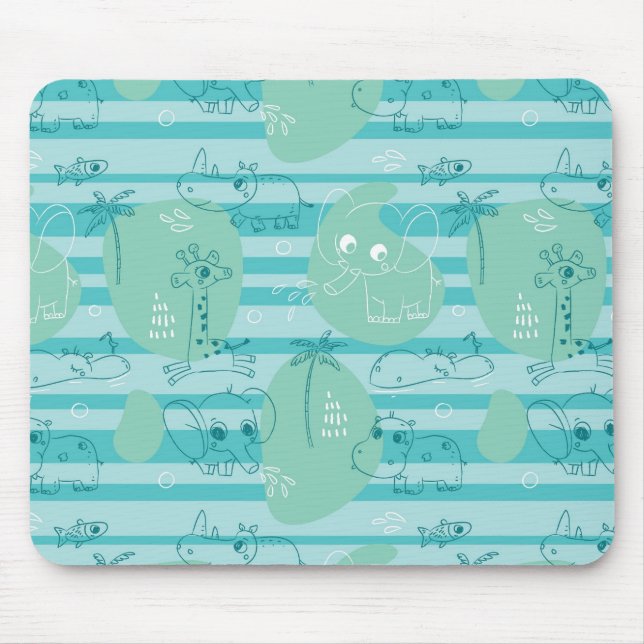 Süße Tiere, die mit Wasser 1 spielen Mousepad (Vorne)