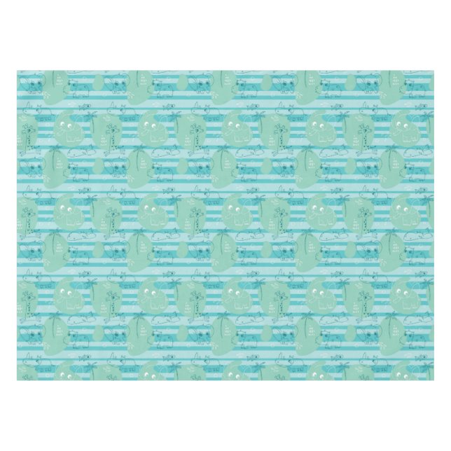 Süße Tiere, die mit Wasser 1 spielen Tischdecke (Vorderseite (Horizontal))