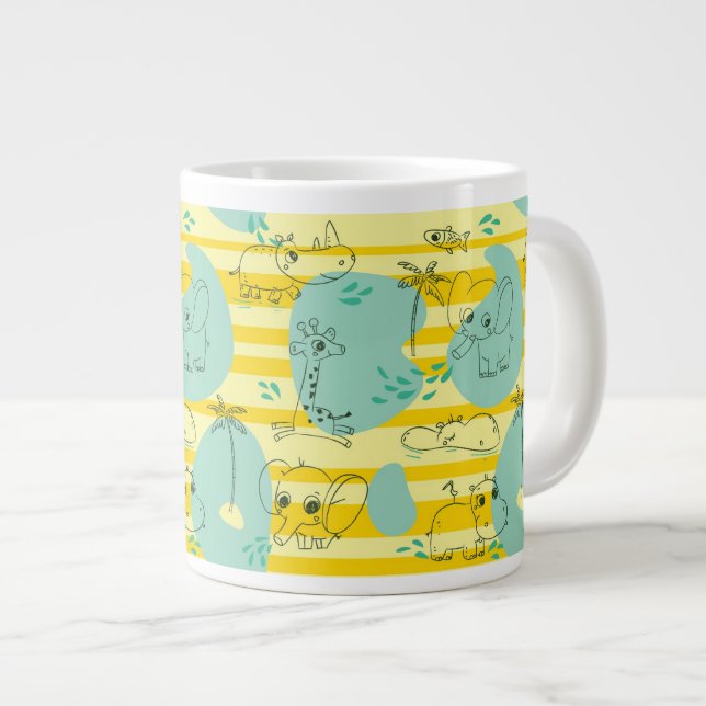 Süße Tiere, die mit Wasser 2 spielen Jumbo-Tasse (Vorderseite Rechts)