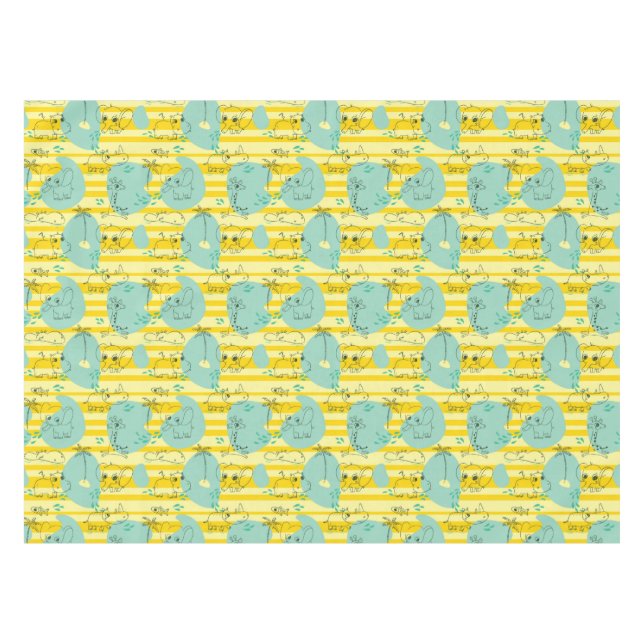 Süße Tiere, die mit Wasser 2 spielen Tischdecke (Vorderseite (Horizontal))