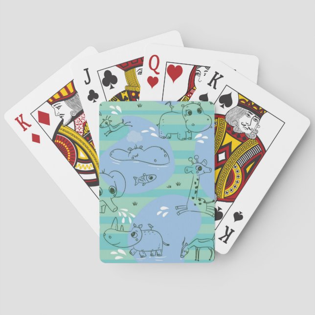 Süße Tiere, die mit Wasser 3 spielen Spielkarten (Rückseite)