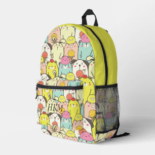 Süße Tiere Gelbes Monogramm Name Bedruckter Rucksack