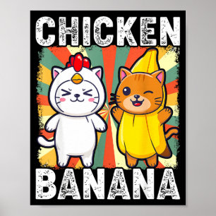 Süße Tiere in Hühner- und Bananenkostümen Kawaii Poster