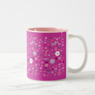 Süße Tiere u. Spaß-Material für Mädchen-rosa Zweifarbige Tasse