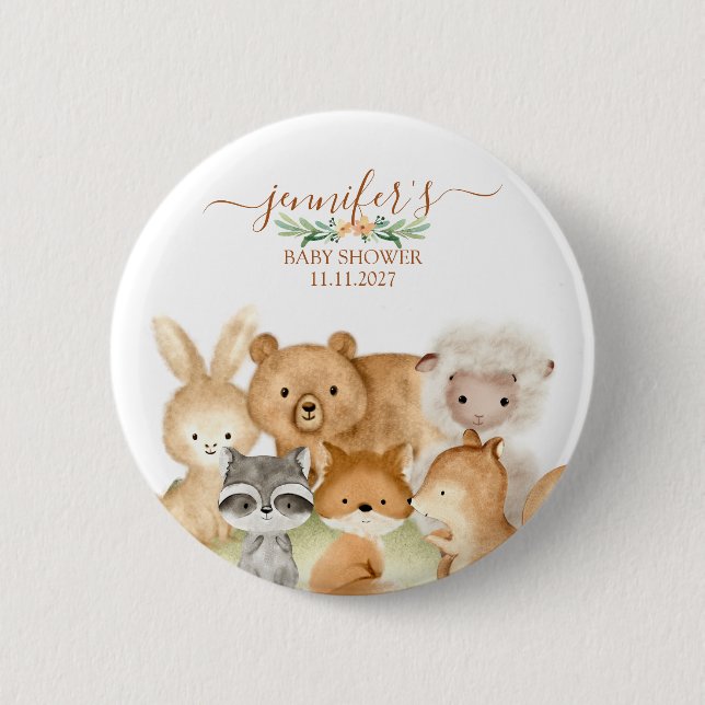 Süße Tiere Wald Forst Button (Vorderseite)