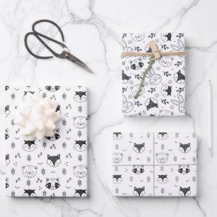 Süße Tierillustration Geschenkpapier Set