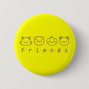 Süße tierische Freunde Gesicht Button