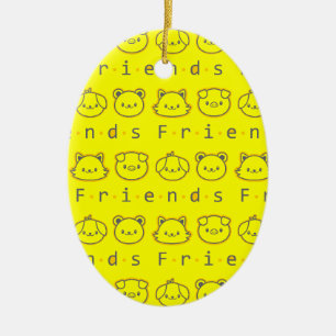 Süße tierische Freunde Gesicht Keramik Ornament