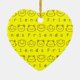 Süße tierische Freunde Gesicht Keramik Ornament