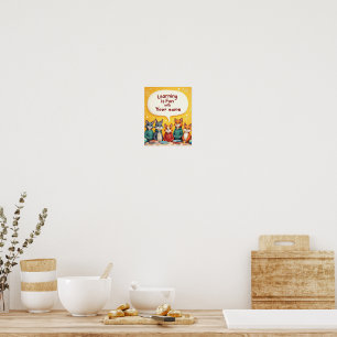 Süße Tierlehrer bearbeitbarer Lernposter Poster