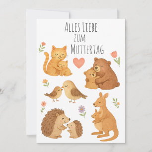 Süße Tierpaare- Mama und Kind- Muttertag Feiertagskarte