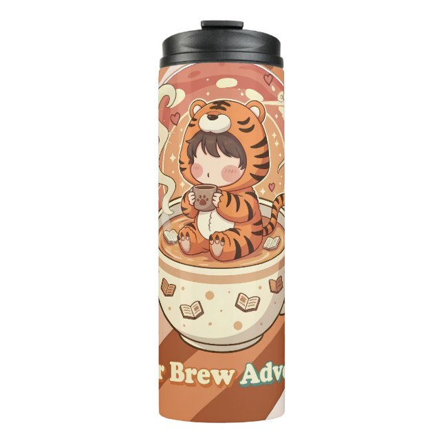 Süße Tiger-Kaffee-Buch-Kunst Thermosbecher (Vorderseite)