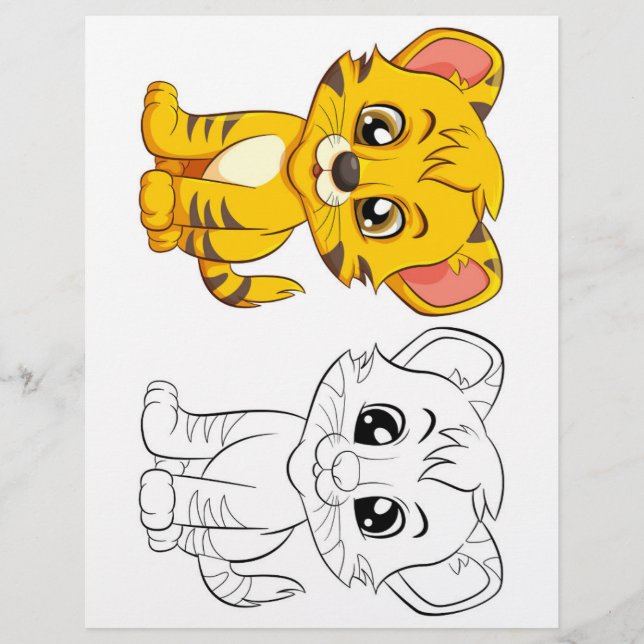 Süße Tiger-Malvorlage Flyer (Vorne)