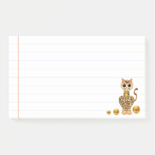Süße Tigerkatze & Goldene Punkte Post-it Klebezettel