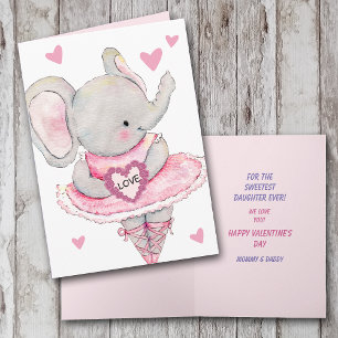 Süße Tochter Tanzender Elefant Valentinstag Feiertagskarte