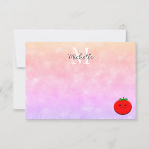 Süße Tomate Wasserfarbe Personalisiertes Monogramm Mitteilungskarte
