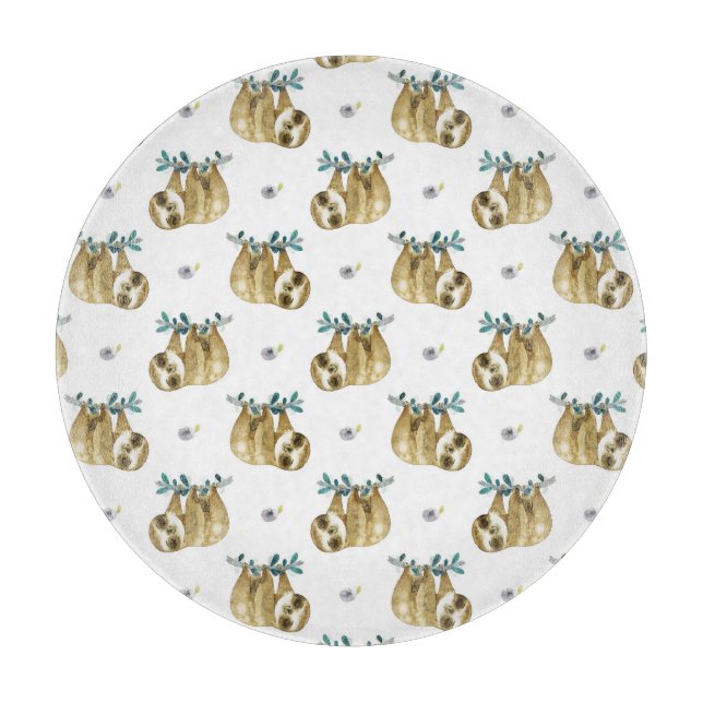 Süsse-TorteWatercolorsloth-Muster Schneidebrett (Vorderseite)