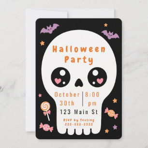 Süße Totenkopf-Halloween-Party-Einladung Einladung