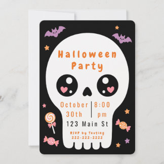 Süße Totenkopf-Halloween-Party-Einladung Einladung