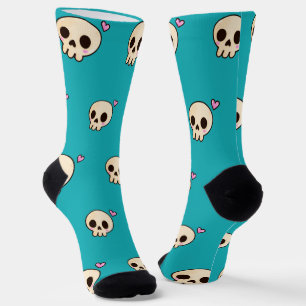 Süße Totenkopf- & Herz-Socken Türkise Gothcore-V Socken