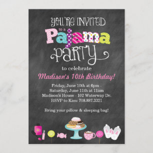 Süße Traum-Pyjama-Party-Tafel-Einladung Einladung