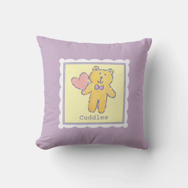 Süße Traum-Teddybär mit Herz-Baby-Lavendel Kissen (Vorderseite)
