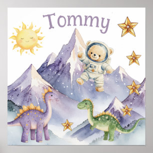 Süße Träume Blau Astronaut Teddy Kinderzimmer Post Poster