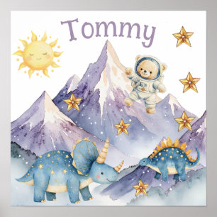 Süße Träume Blau Astronaut Teddy Kinderzimmer Post Poster