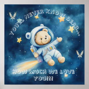 Süße Träume Blau Astronaut Teddy Kinderzimmer Post Poster