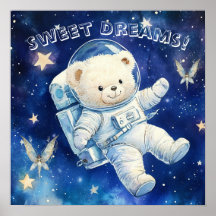 Süße Träume Blau Astronaut Teddy Kinderzimmer Post