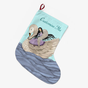 Süße Träume (der Engel u. der Schwan) Großer Weihnachtsstrumpf
