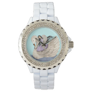 Süße Träume (Der Engel und der Schwan) Armbanduhr