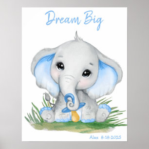 Süße Träume Großer Blauer Elefant Personalisiert Poster