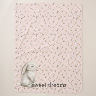 Süße Träume Hase Kaninchen Rosen Pink Floral Sherpadecke