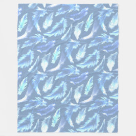 süße Träume - hellblaue Aquarellfedern: Fleecedecke