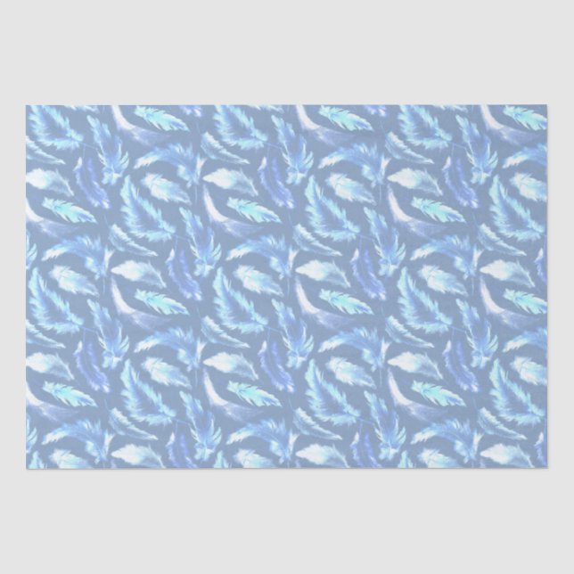 süße Träume - hellblaue Aquarellfedern: Seidenpapier (Vorderseite)